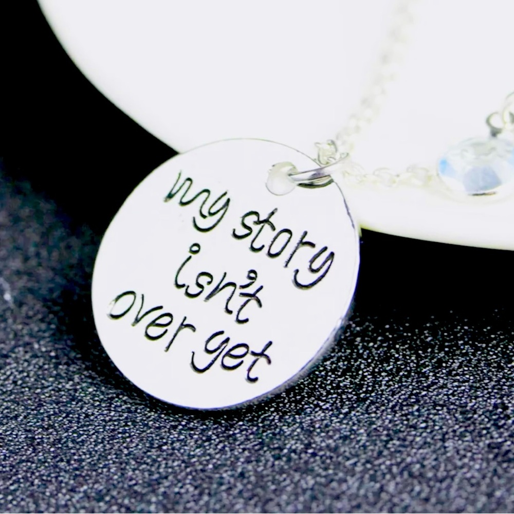 New - Unique -  'My Story Isn't Over Yet' Semicolon Engraved Necklace